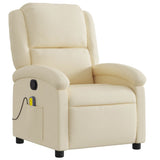 Massage Recliner Chair Cream Fabric - Side View