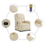 Massage Recliner Chair Cream Fabric - Low Angle