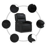 Recliner Chair Black Faux Leather - Low Angle