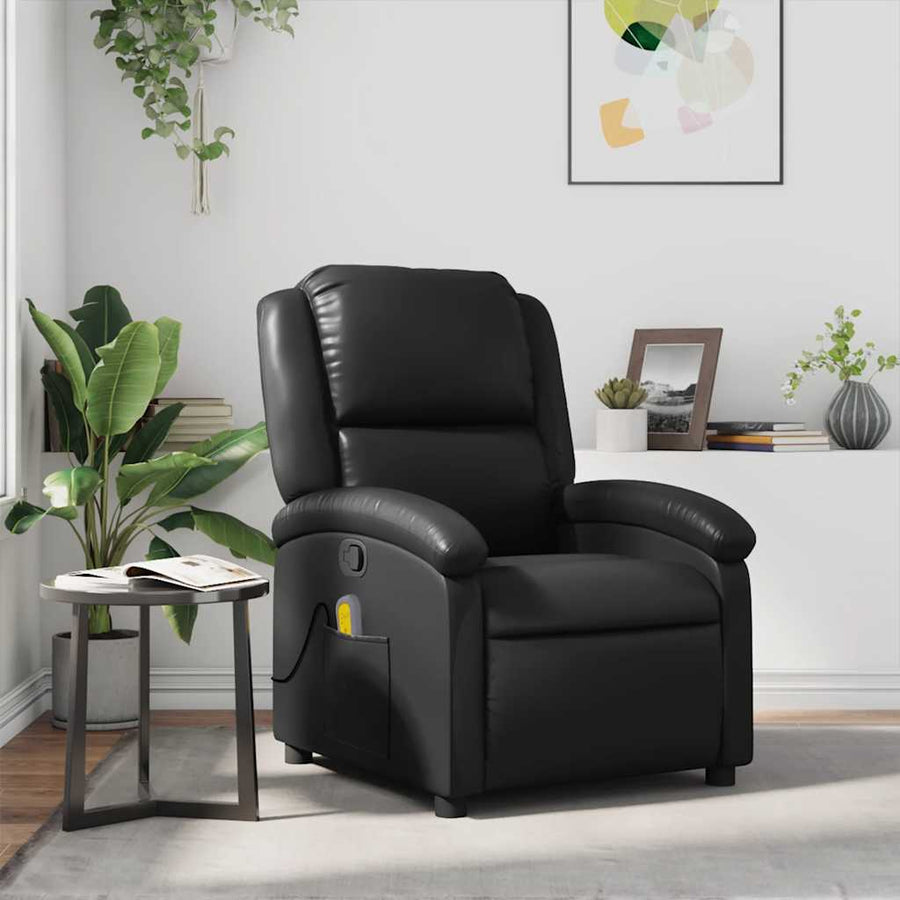 Massage Recliner Chair Black Faux Leather