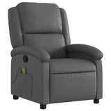 Massage Recliner Chair Grey Faux Leather - Side View