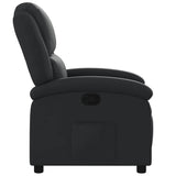 Recliner Chair Black Real Leather - Low Angle