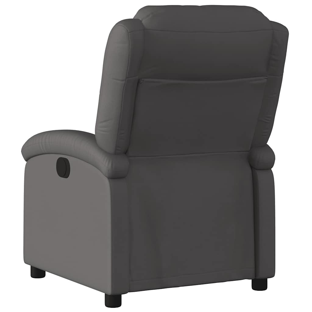 Recliner Chair Grey Real Leather