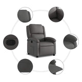 Recliner Chair Grey Real Leather - Rear View