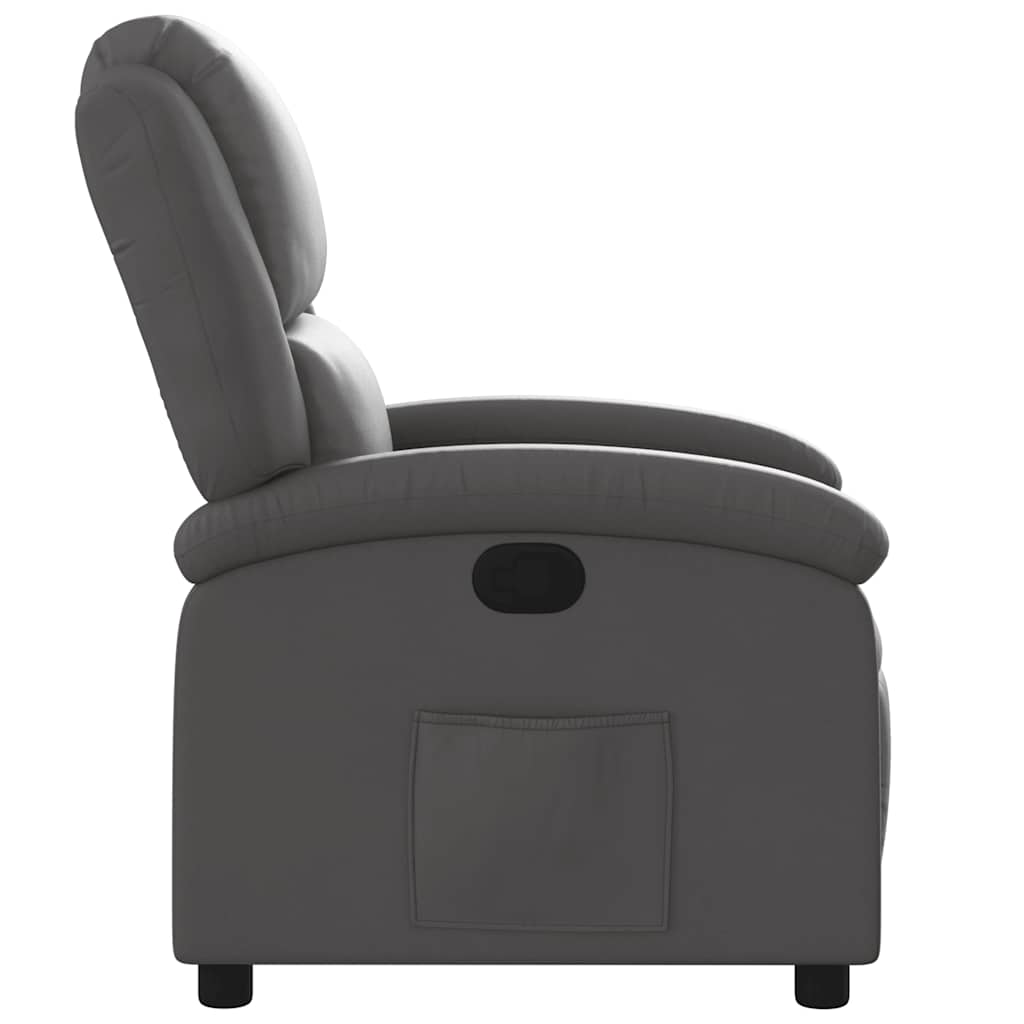 Recliner Chair Grey Real Leather
