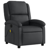 Massage Recliner Chair Black Real Leather - Top-Down View