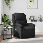Massage Recliner Chair Black Real Leather
