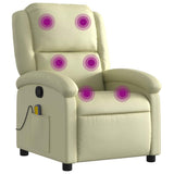 Massage Recliner Chair Cream Real Leather - Front View