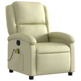 Massage Recliner Chair Cream Real Leather - Top-Down View