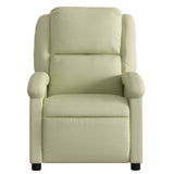 Massage Recliner Chair Cream Real Leather - Low Angle
