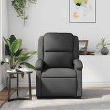 Massage Recliner Chair Grey Real Leather - Side View