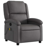 Massage Recliner Chair Grey Real Leather - Top-Down View