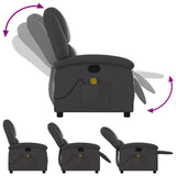 Massage Recliner Chair Grey Real Leather - Rear View