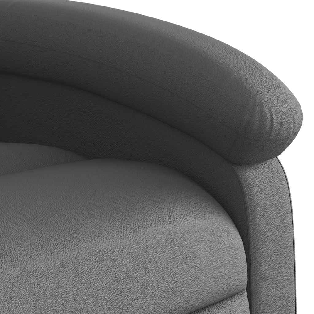 Massage Recliner Chair Grey Real Leather