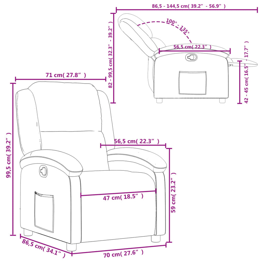 Recliner Chair Black Velvet