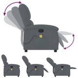 Massage Recliner Chair Dark Grey Velvet - Low Angle