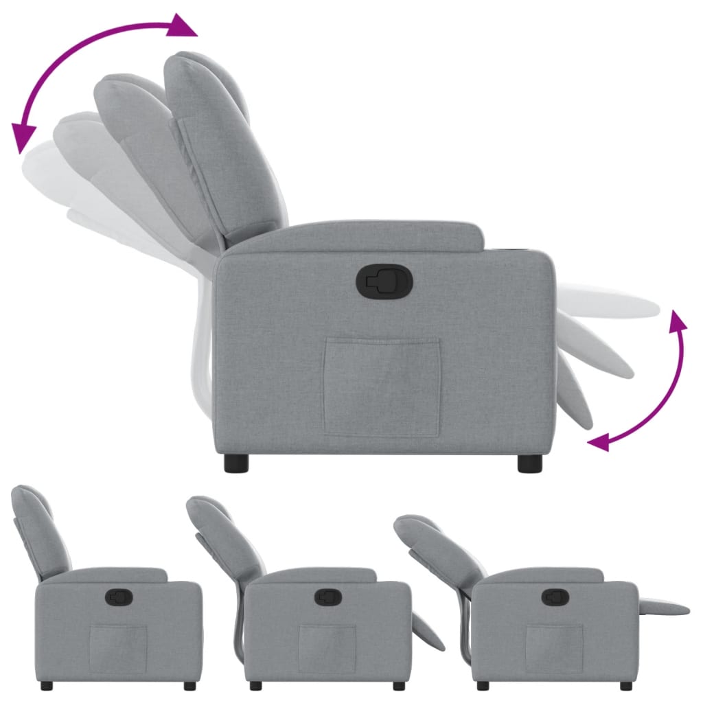 Recliner Chair Light Grey Fabric