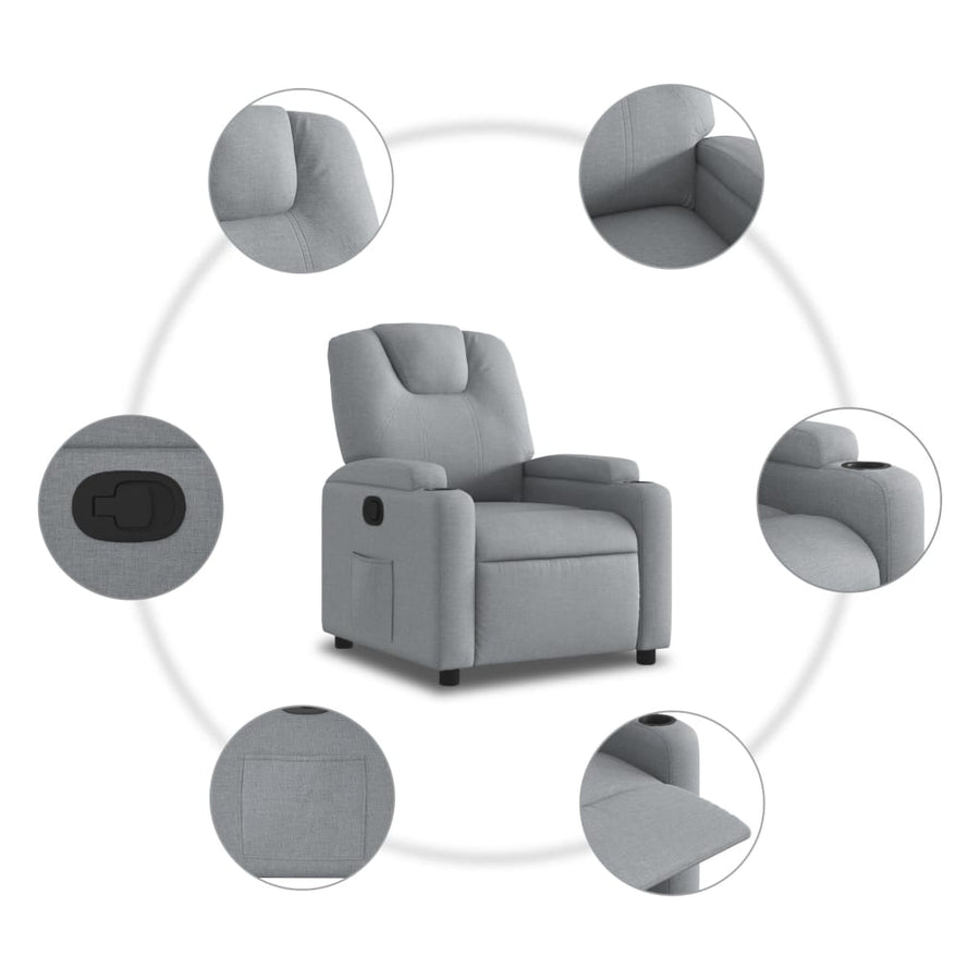 Recliner Chair Light Grey Fabric
