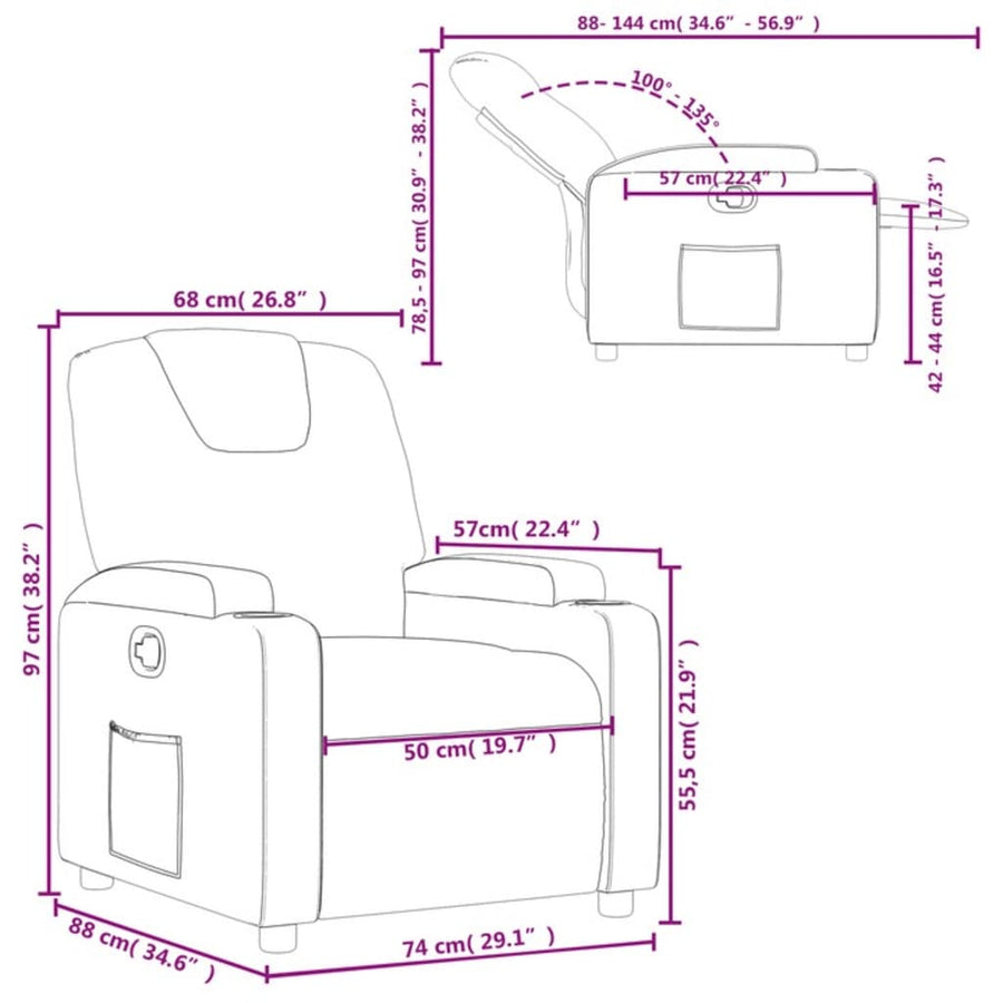 Recliner Chair Light Grey Fabric