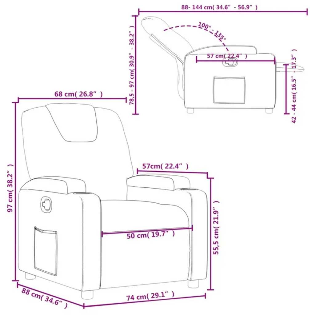 Recliner Chair Dark Grey Fabric