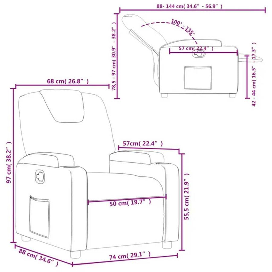 Recliner Chair Dark Grey Fabric