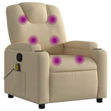 Massage Recliner Chair Cream Fabric - Front View