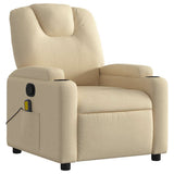Massage Recliner Chair Cream Fabric - Side View