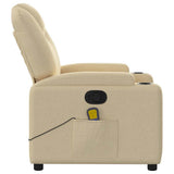Massage Recliner Chair Cream Fabric - 45-Degree Angle