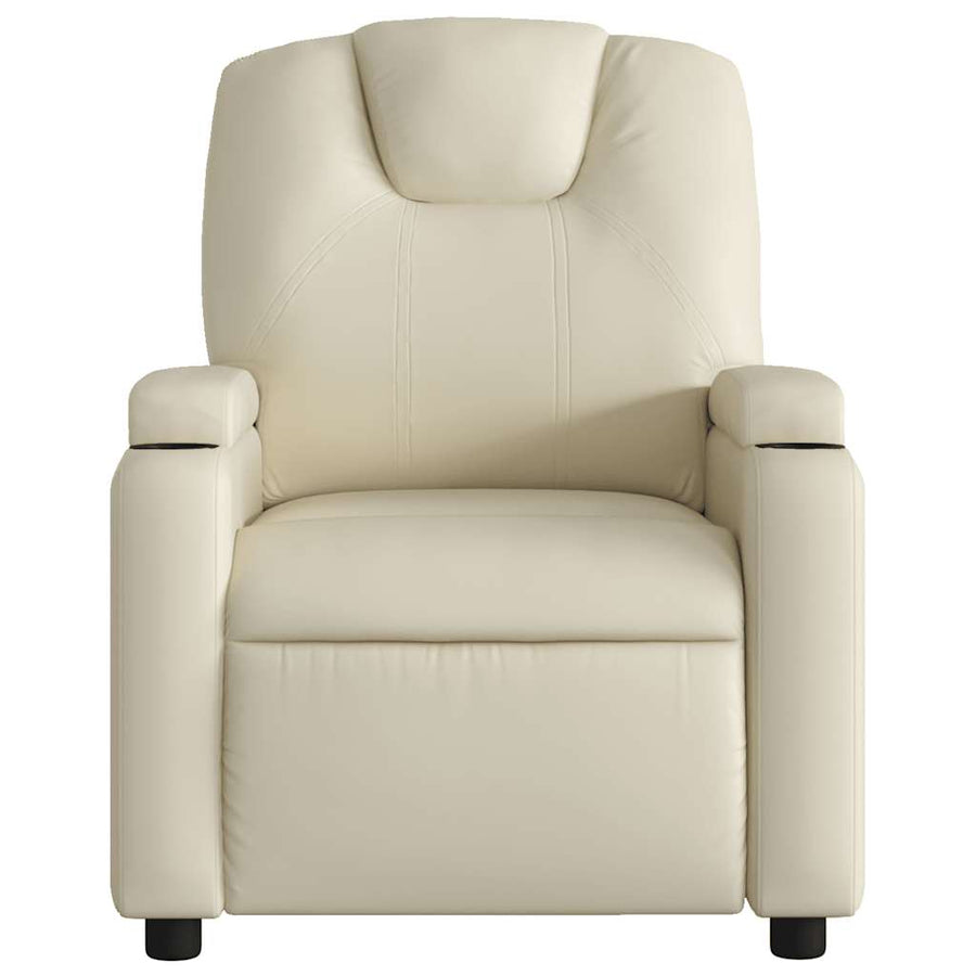 Massage Recliner Chair Cream Faux Leather