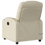 Massage Recliner Chair Cream Faux Leather - Close-Up Angle