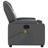 Massage Recliner Chair Grey Faux Leather - Rear View
