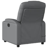 Massage Recliner Chair Grey Faux Leather - Close-Up Angle