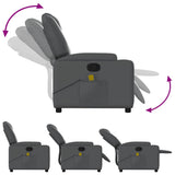 Massage Recliner Chair Grey Faux Leather - Low Angle