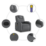 Massage Recliner Chair Grey Faux Leather - Extra Image