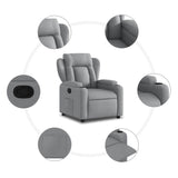 Recliner Chair Light Grey Fabric - 45-Degree Angle