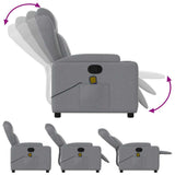 Massage Recliner Chair Light Grey Fabric - Rear View