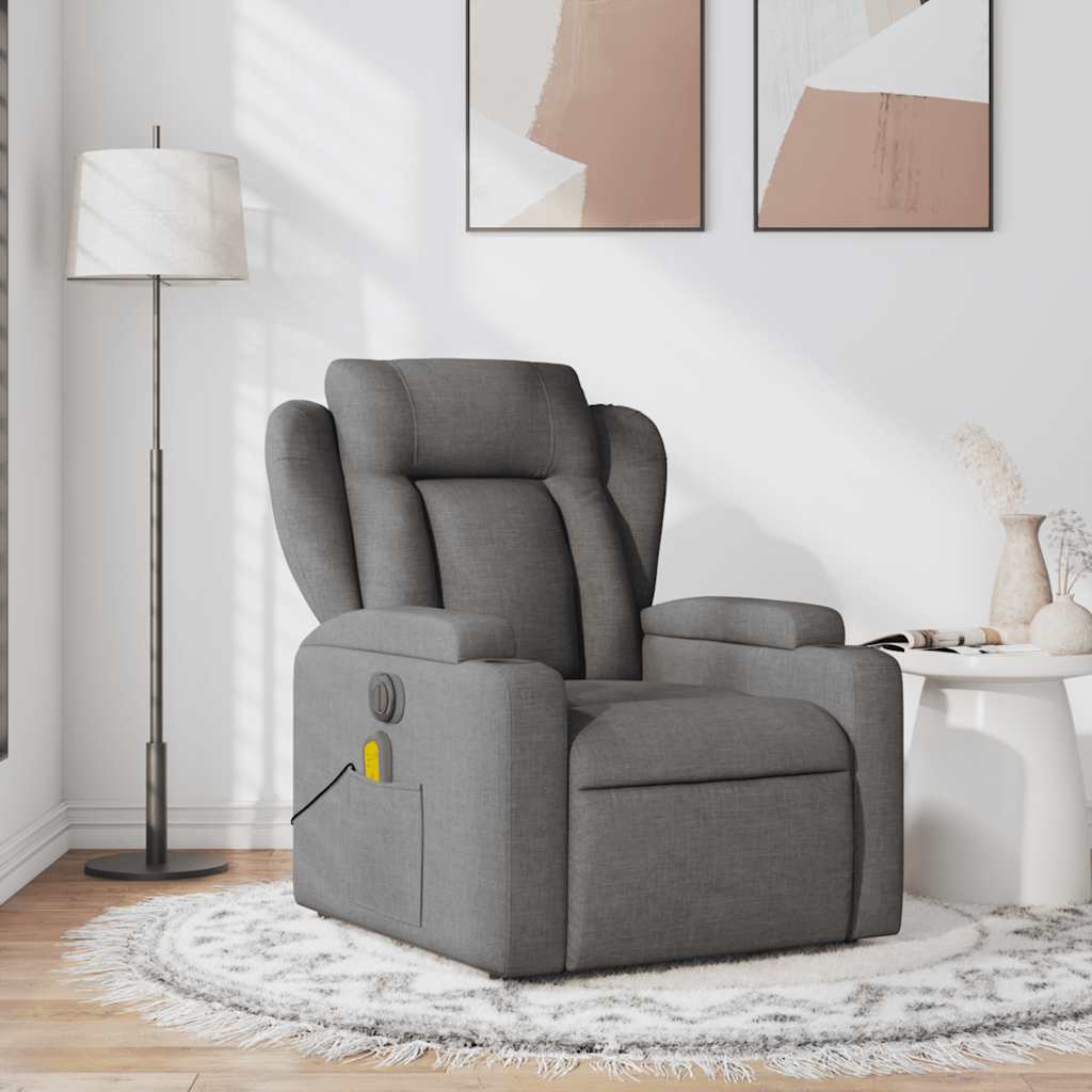 Massage Recliner Chair Dark Grey Fabric