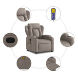 Massage Recliner Chair Taupe Fabric - Rear View