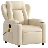 Massage Recliner Chair Cream Fabric - Top-Down View