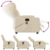 Massage Recliner Chair Cream Fabric - Rear View