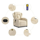 Massage Recliner Chair Cream Fabric - Close-Up Angle