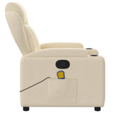 Massage Recliner Chair Cream Fabric - Extra Image