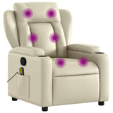 Massage Recliner Chair Cream Faux Leather - Front View