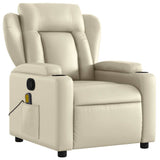 Massage Recliner Chair Cream Faux Leather