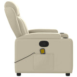 Massage Recliner Chair Cream Faux Leather - Rear View