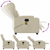 Massage Recliner Chair Cream Faux Leather - Low Angle