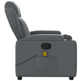 Massage Recliner Chair Grey Faux Leather - Rear View