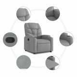 Recliner Chair Light Grey Fabric - Close-Up Angle