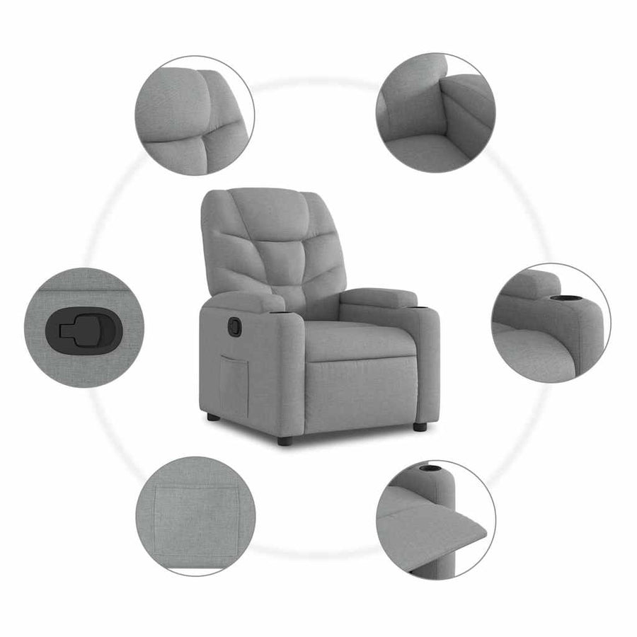 Recliner Chair Light Grey Fabric