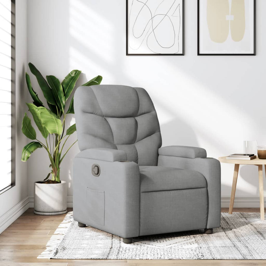 Recliner Chair Light Grey Fabric